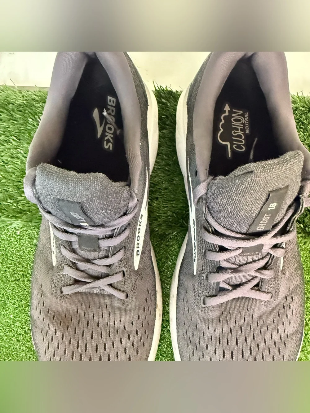 Brooks Ghost 16 Mens12 Shoes Black Grey White Neutral Road Running Trainer